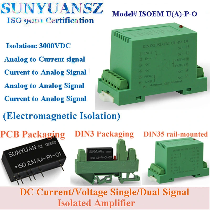 DIN Rail Mounted 1-Input 1-Output, 1-Input 2-Output, 1-Input 3-Output Current Voltage Signal Galvanic Isolators